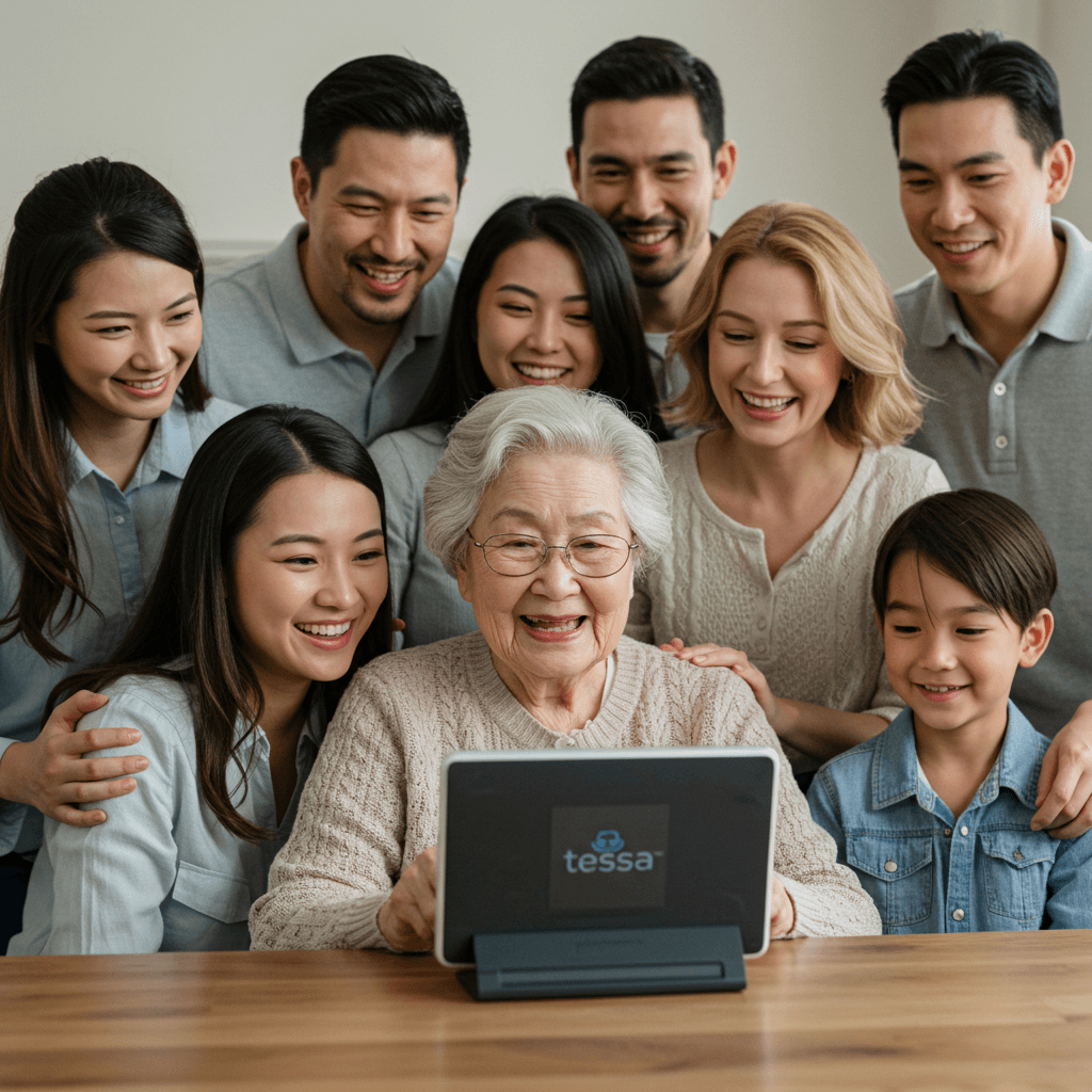 Family enjoying Tessa illustration